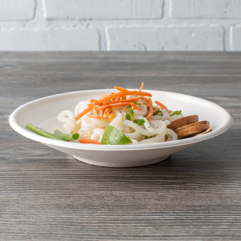 16 oz. White Compostable Sugarcane Noodle Bowl D535
