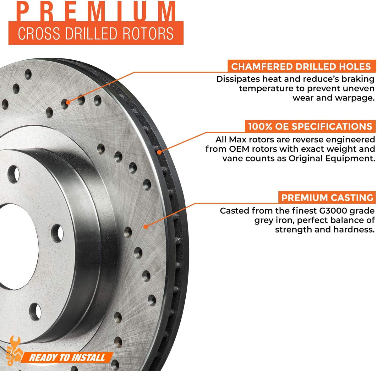 Front and Rear Brake Rotors with Carbon Ceramic Pads H6080