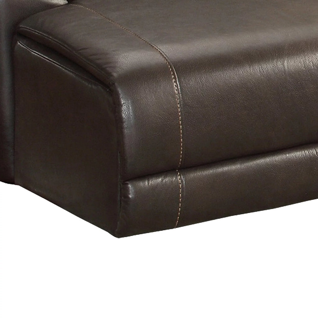 Brown Vegan Faux Leather Chaise Recliner Y225917