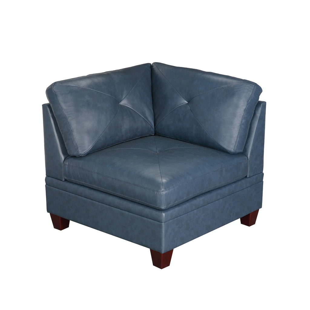 Ink Blue Top Grain Leather 7pc Tufted Sectional Sofa S469517