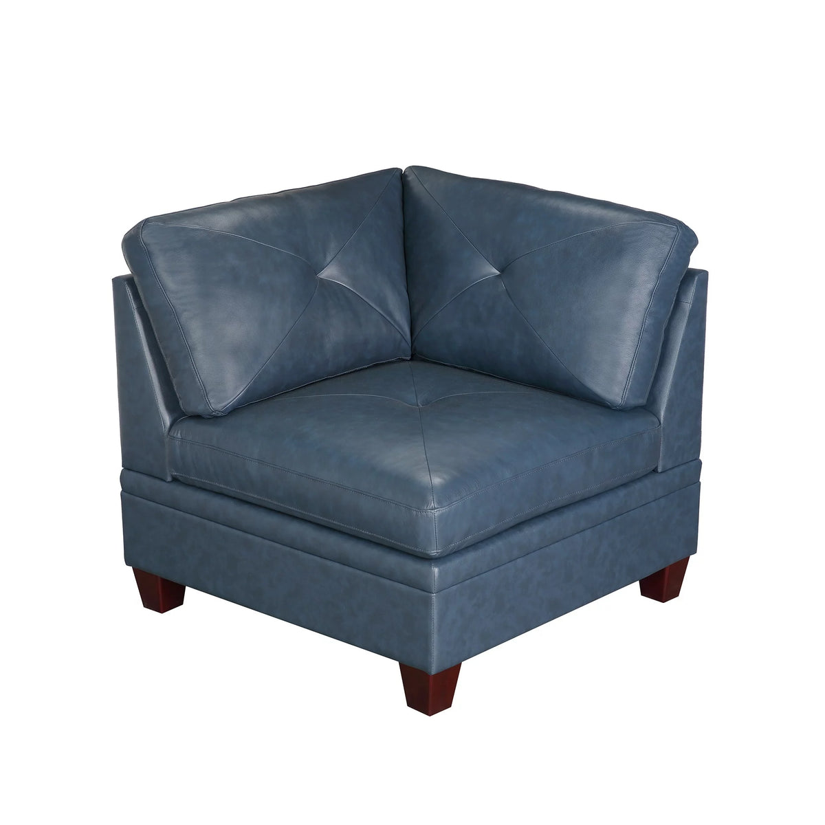 Ink Blue Top Grain Leather 7pc Tufted Sectional Sofa S469517