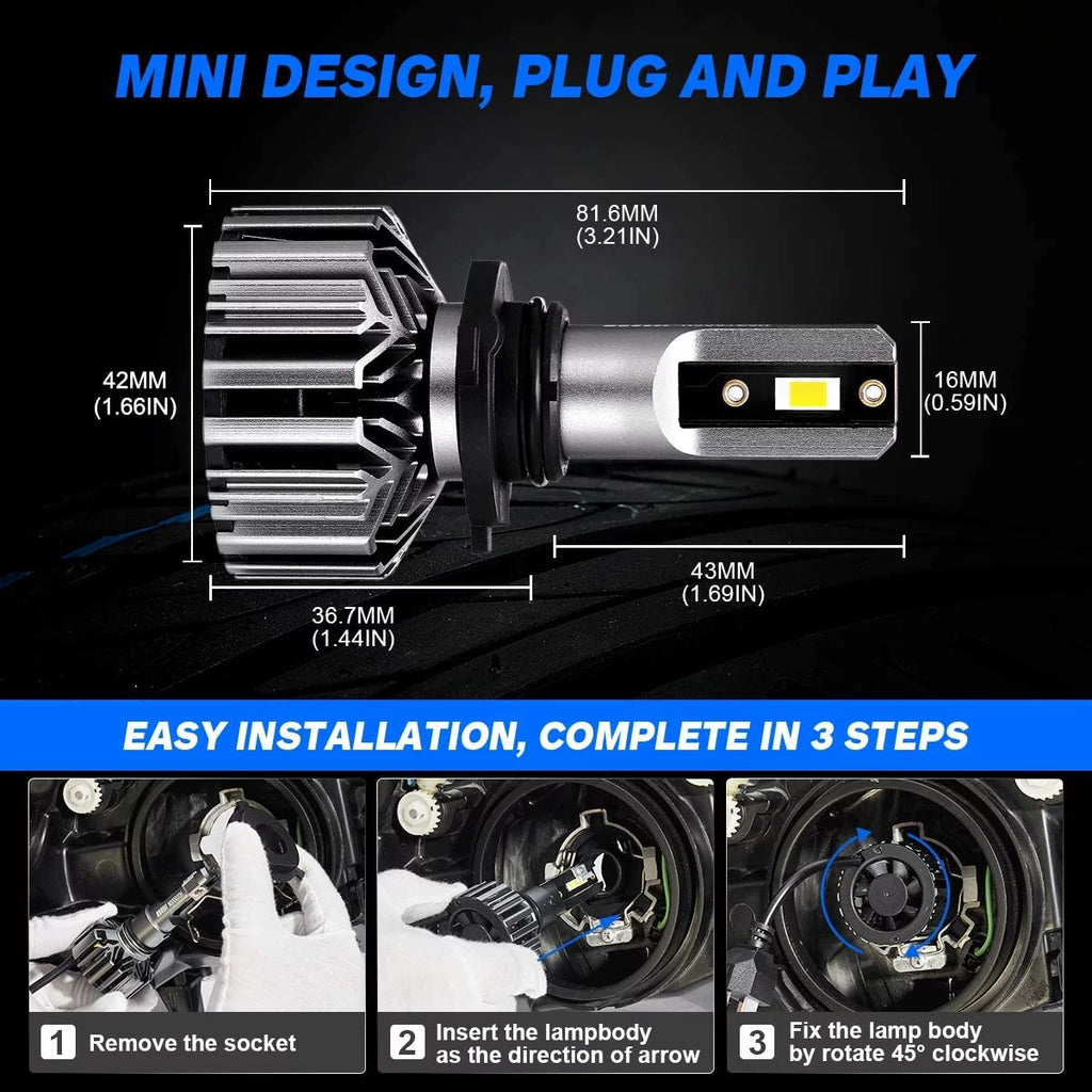 H4/9003 LED Headlight Bulbs 6500K Cool White Pack of 2 I132