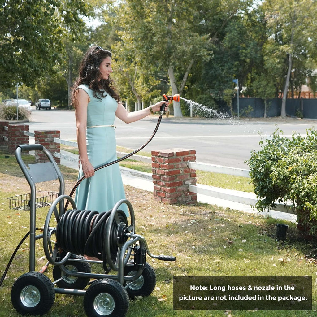 Heavy Duty Hose Reel Cart with 4 Wheels, 250-Feet Capacity F361