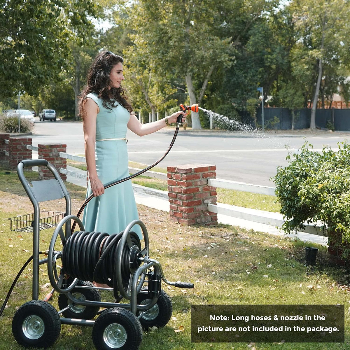 Heavy Duty Hose Reel Cart with 4 Wheels, 250-Feet Capacity F361