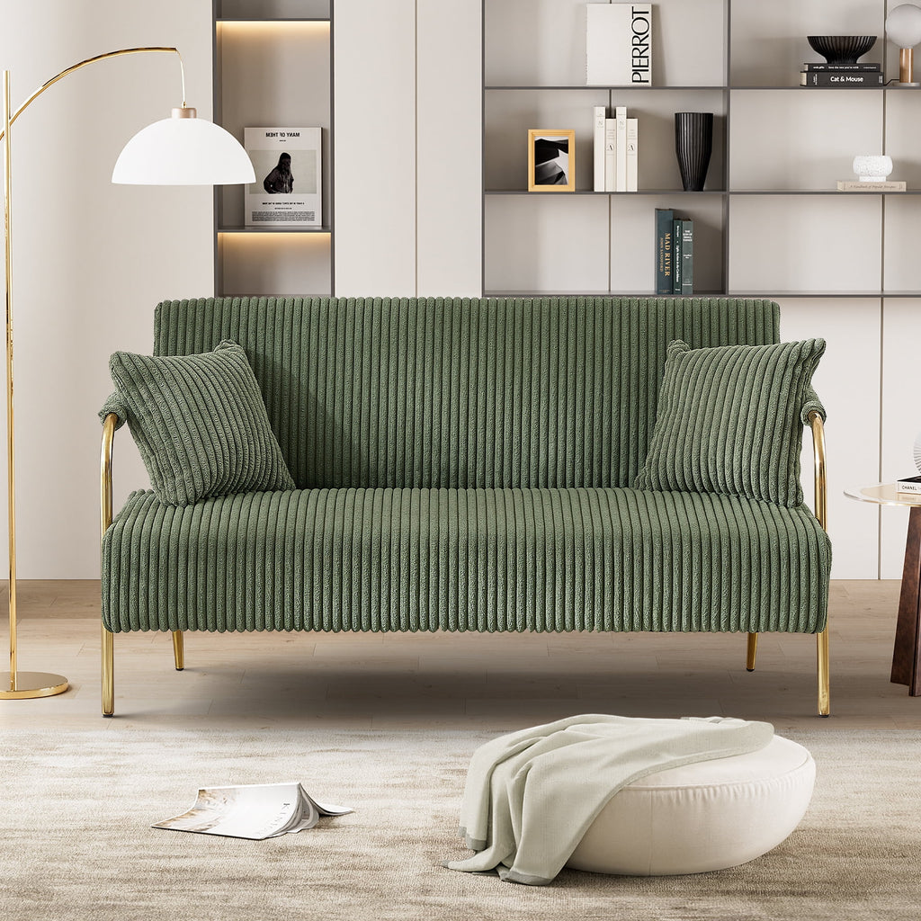 Upholstered Velvet Futon Sofa Bed with 2 Pillows Q67533
