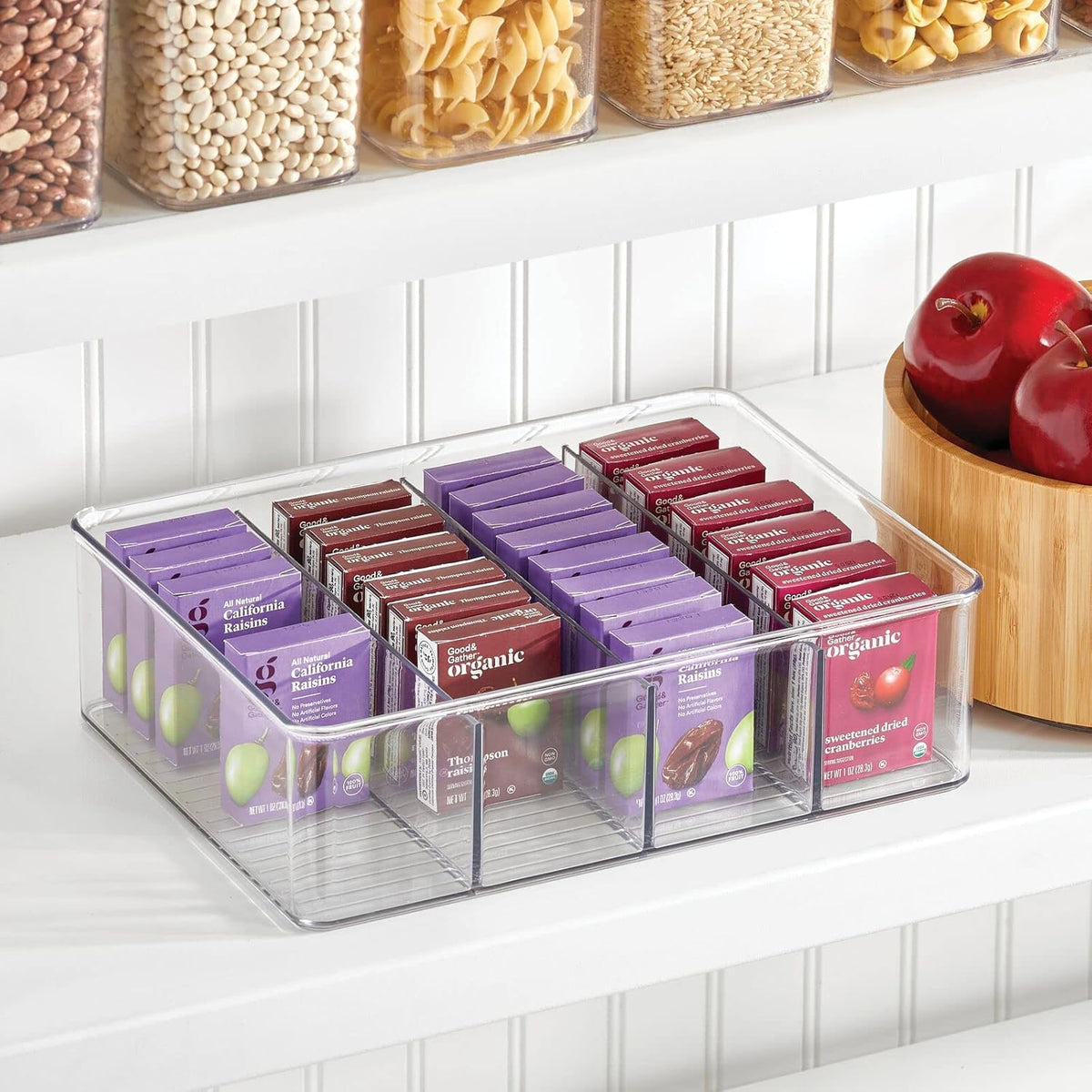 Plastic Stackable Tea Bag Storage Organizer Bin with 4 Divided Compartments, 2 Pack - Clear K196303