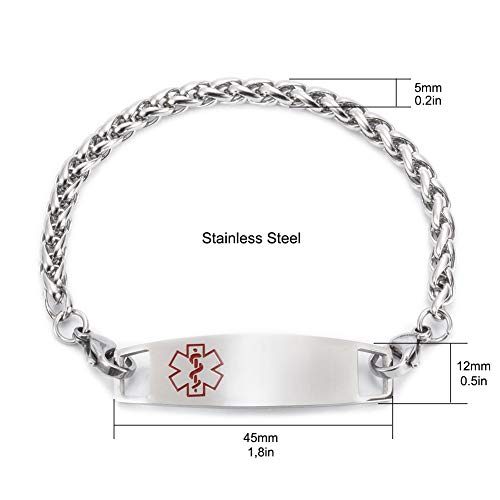 Interchangeable Stainless Steel Wheat Chain Medical ID Bracelet H12686