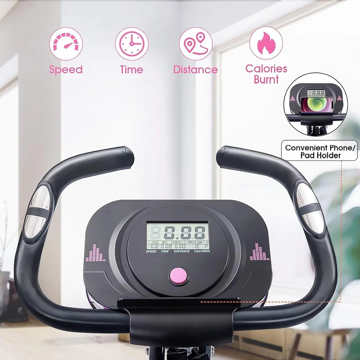 Foldable Magnetic Exercise Bike 300 lbs with Backrest K7383