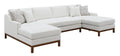 Ivory Chenille Upholstery Sectional Sofa with 4 Pillows O593064