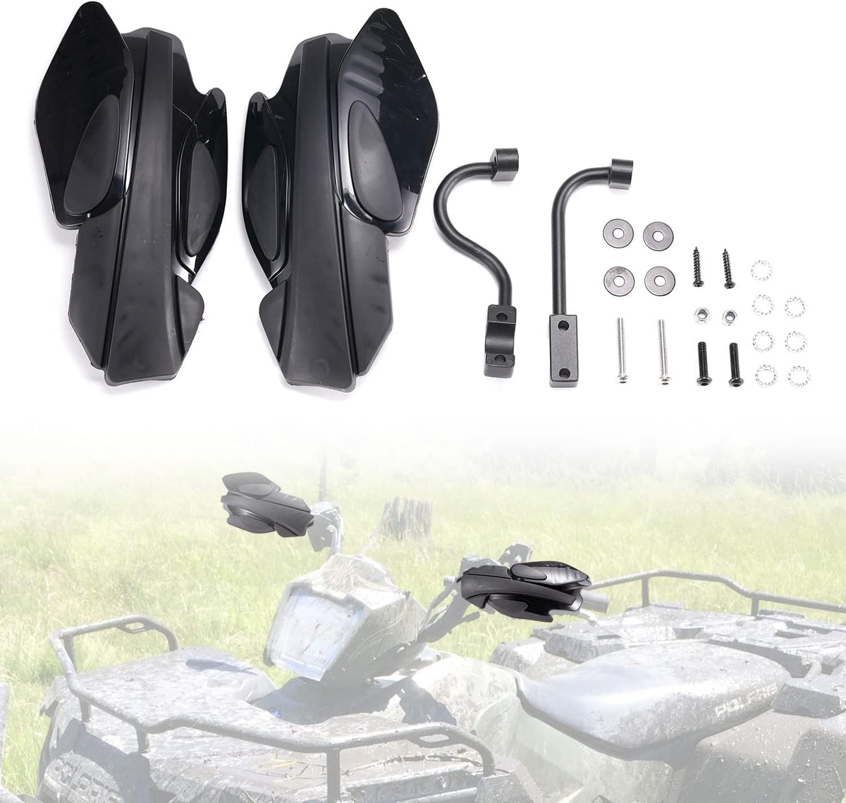 Black Handguards with Mount Brackets Kit, 2PCS N6832