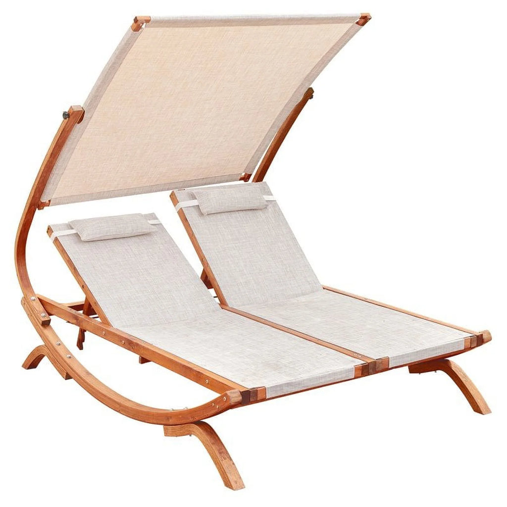 Wood Double Reclining Lounge Chair with Canopy G4299