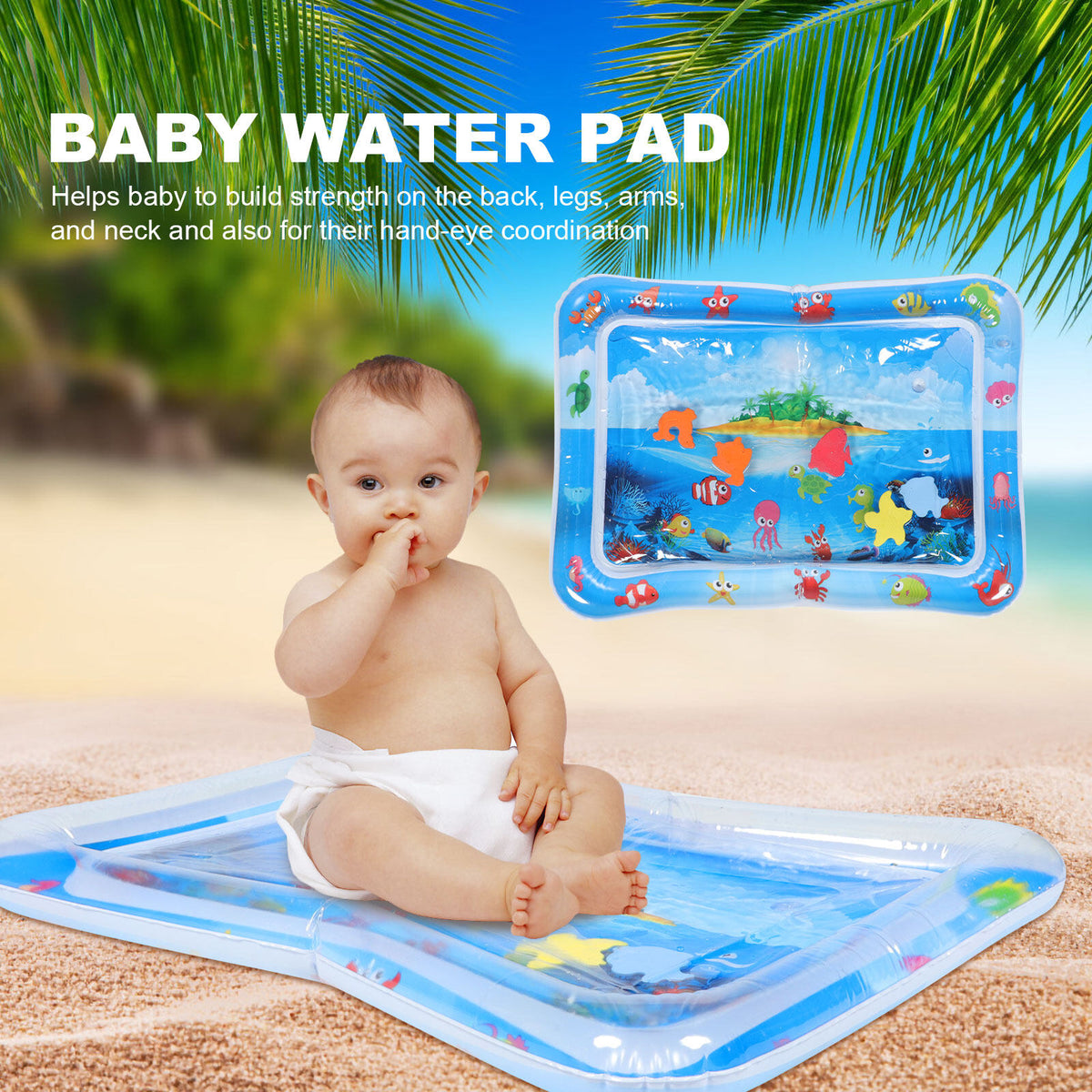 Inflatable Baby Crawling Pad Fish Mat Water Cushion Pvc E3865