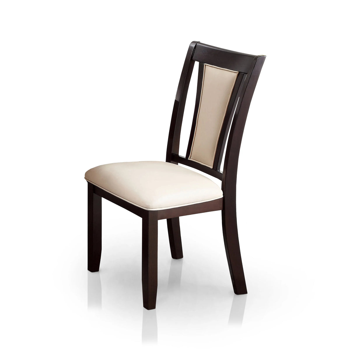 Slatted Dark Cherry Padded Dining Chairs Set of 2 K58344