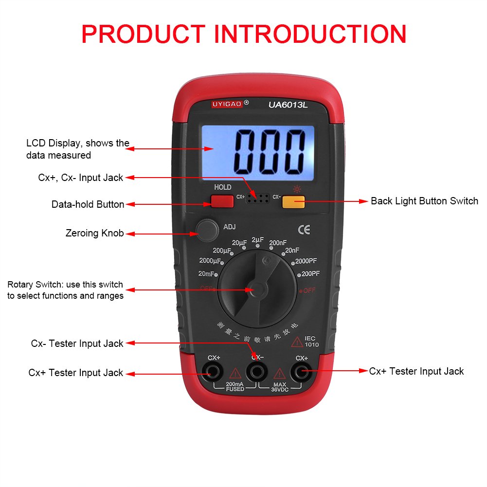 Capacitance Meter 0.1pF - 20000uF with LCD Backlight I682