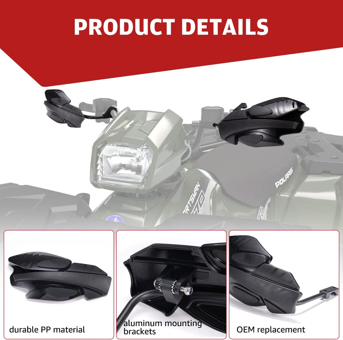 Black Handguards with Mount Brackets Kit, 2PCS N6832