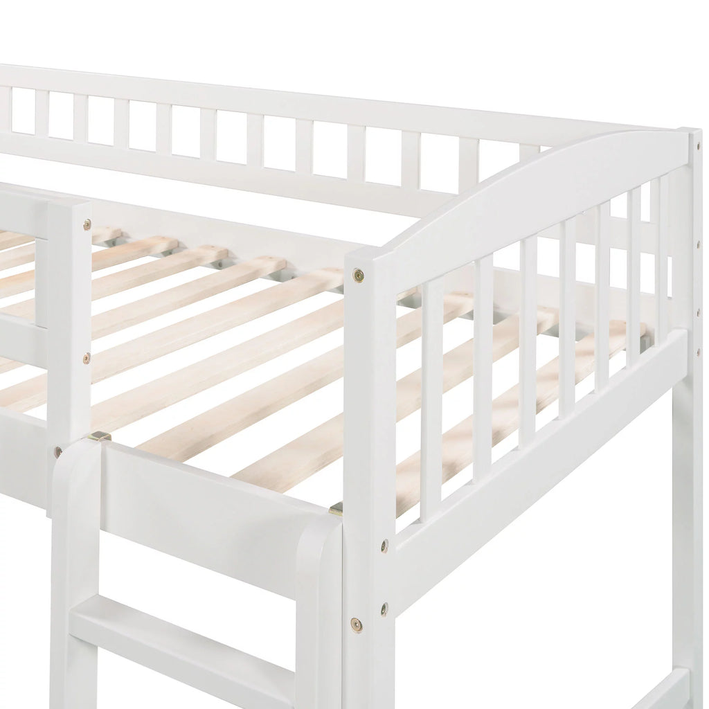 White Double Loft Bed with Slide and Ladder B72258