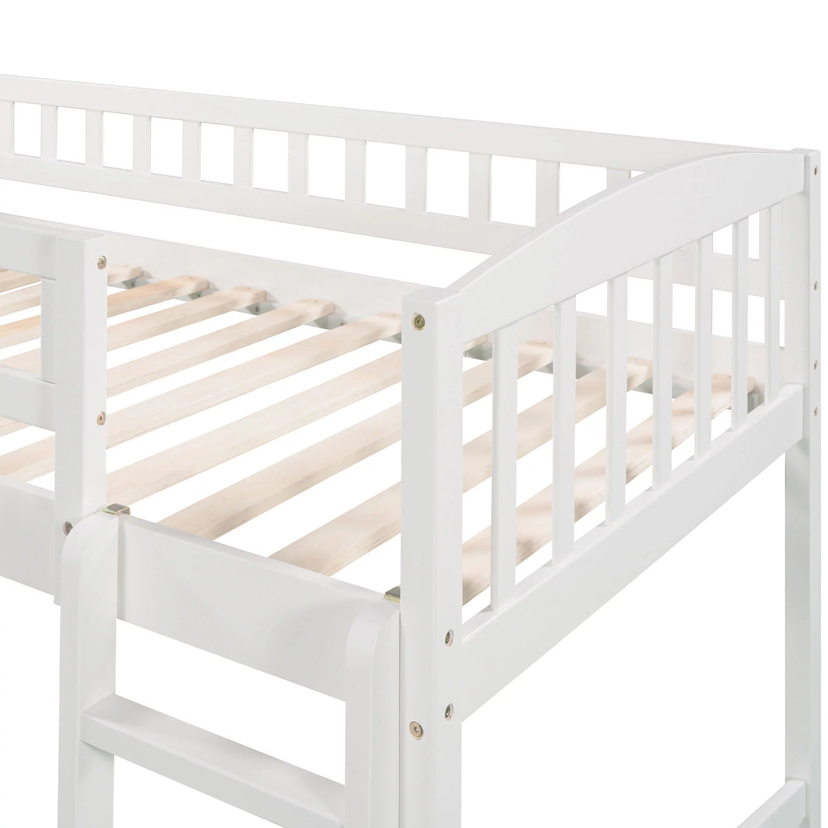 White Double Loft Bed with Slide and Ladder B72258