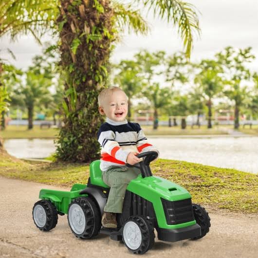Electric Kids Ride on Tractor with Trailer Green E526729
