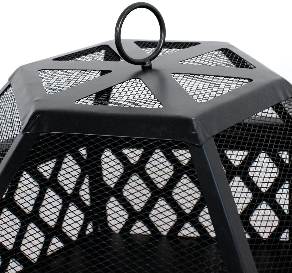 24 Hexagon Wood Bronze Finish Steel Fire Pit D579072