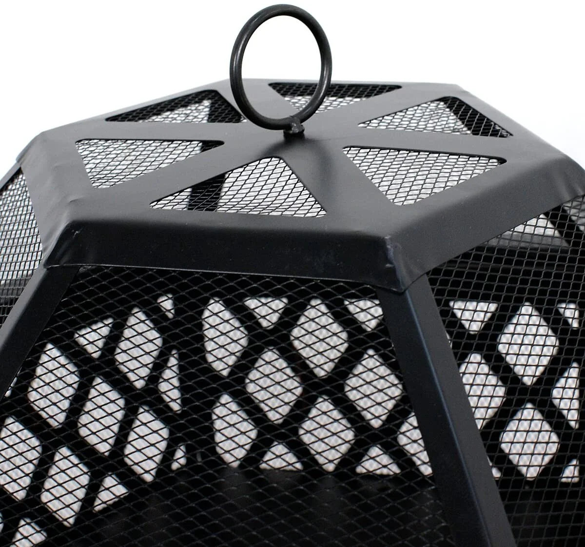 24 Hexagon Wood Bronze Finish Steel Fire Pit D579072