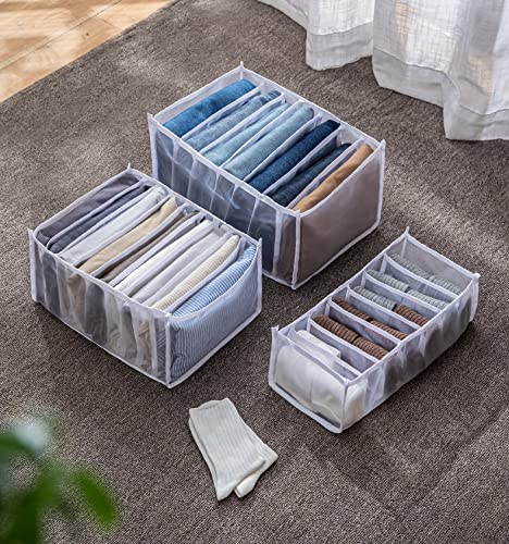 7 Grids Washable White Large Clothes Drawer Organizer A6686