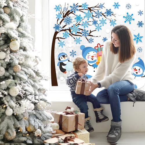 6 Sheet Large Reusable Winter Window Clings C4198