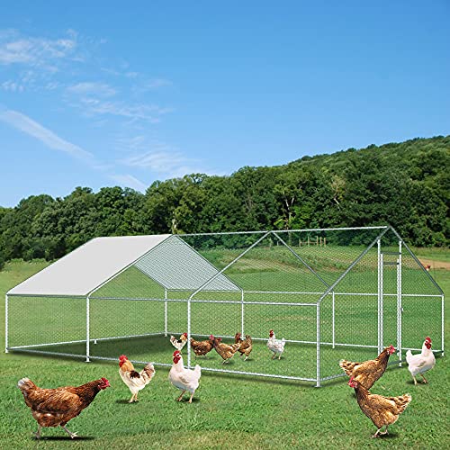 Extra Large Metal Walk-in Chicken Coop with Waterproof Cover L399