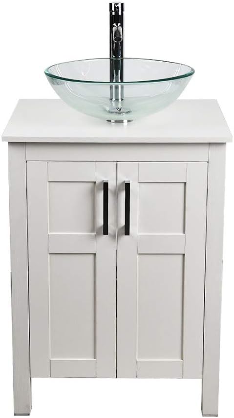 24 Inches White Single Bathroom Vanity Set with Top and 2-Door Cabinet E199253