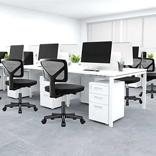 Black Ergonomic Mesh Mid Back Armless Desk Chair with Wheels K731