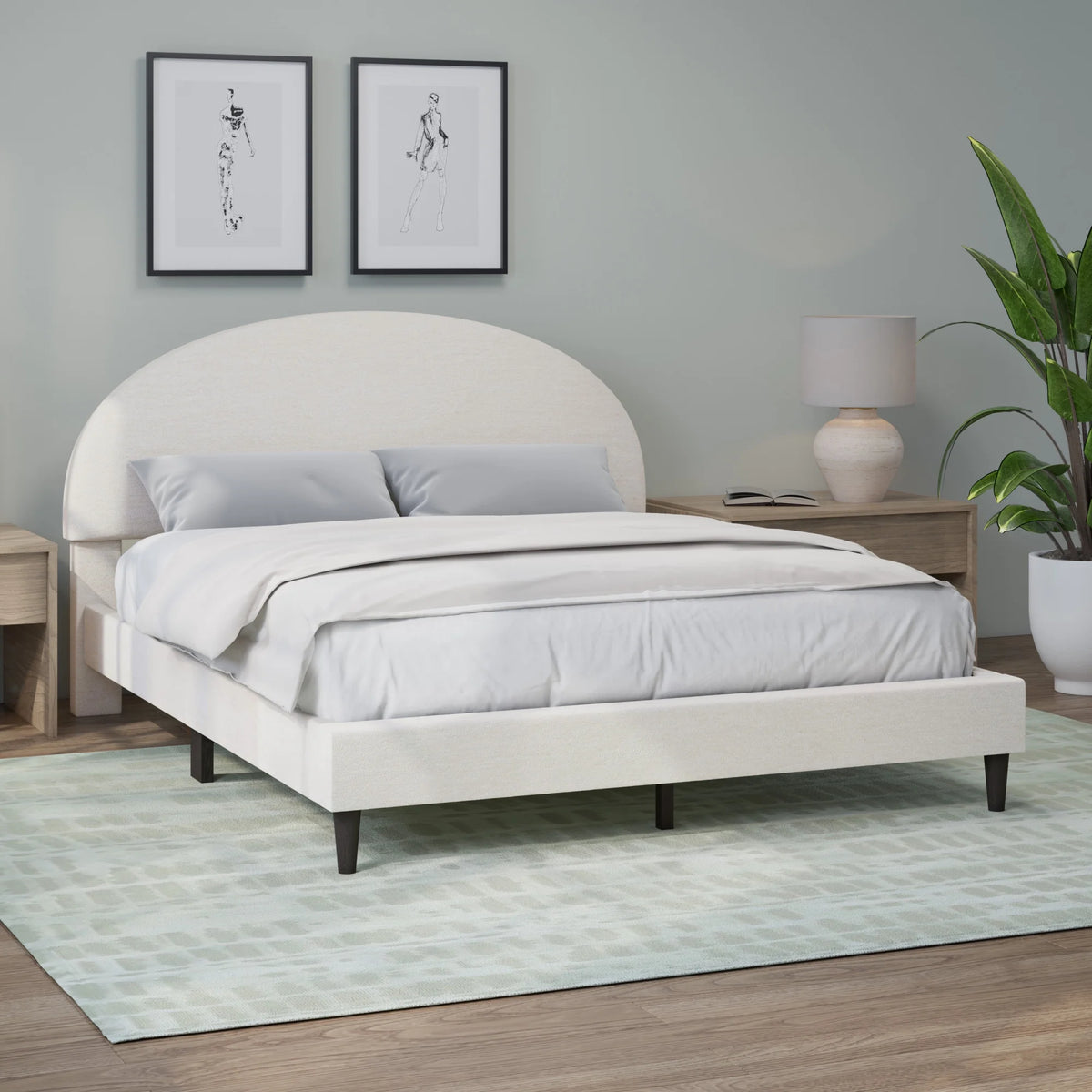 Queen Upholstered Platform Bed T73771