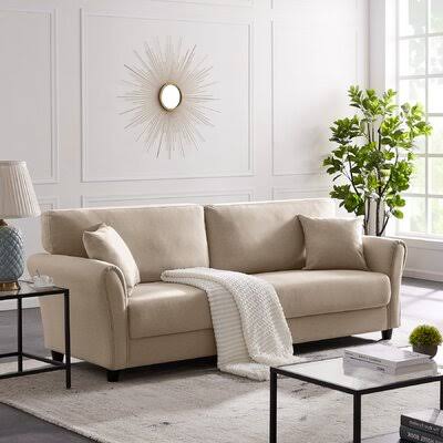 Beige Linen Flared Arm Sofa X54805