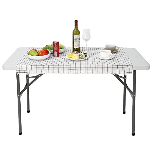 White 4FT Heavy Duty Plastic Folding Table with Carrying Handle O907870