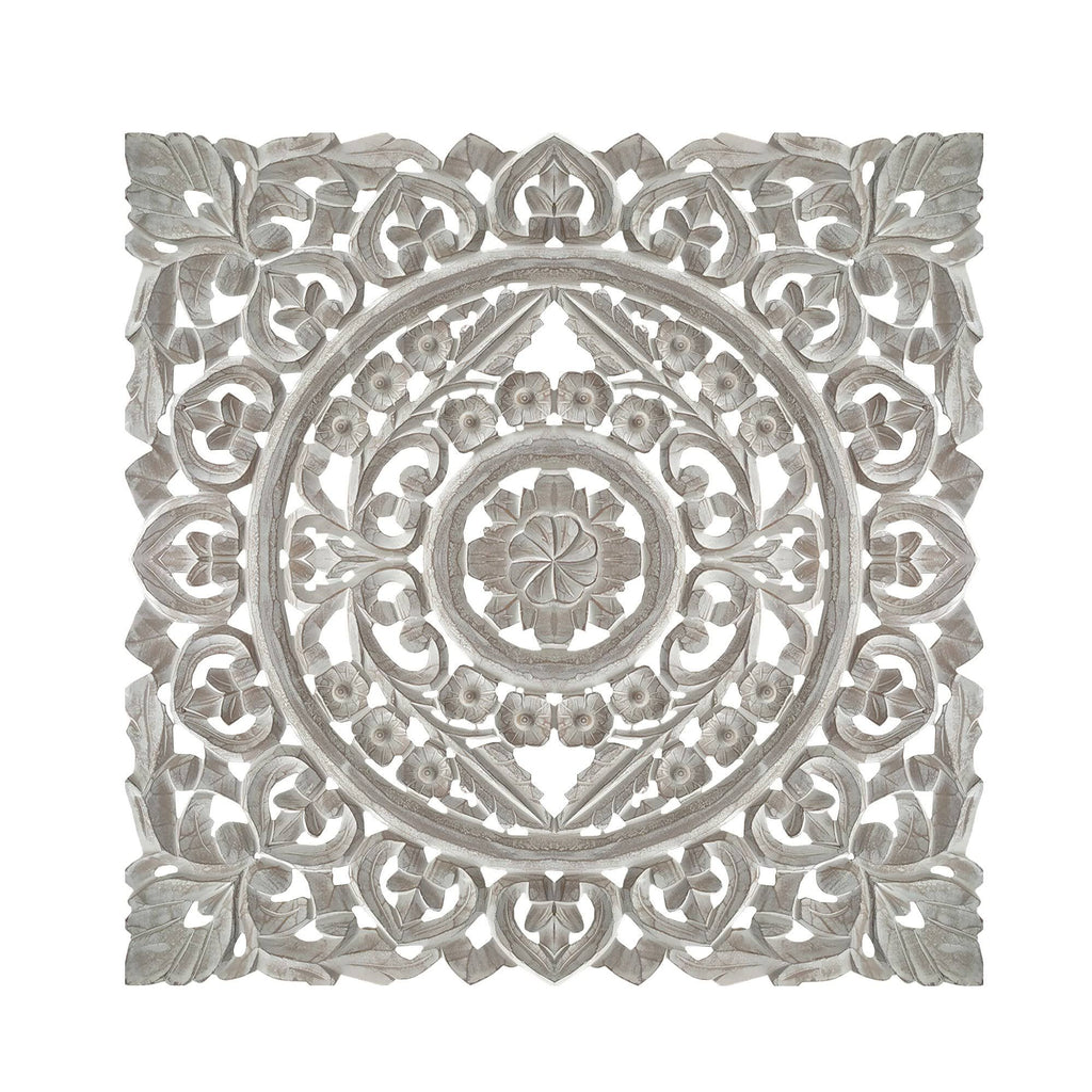 White Distressed Square Wooden Wall Panel P4725