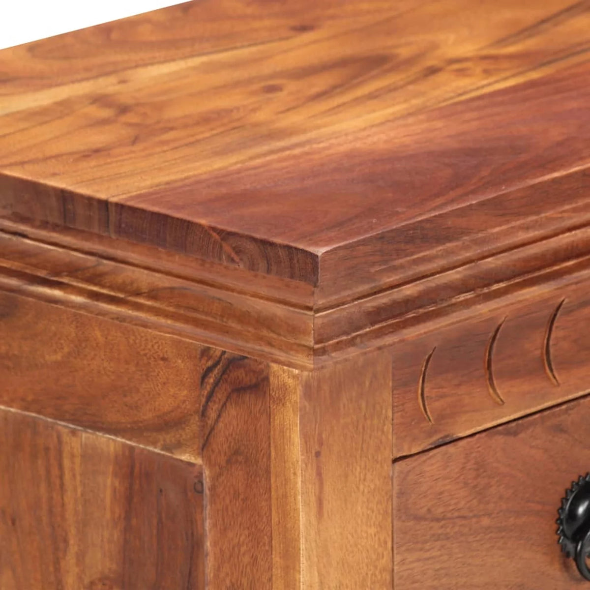 Wooden Sideboard with 2 Doors and 4 Storage Drawers Acacia Wood Sofa End Side Table 24.4 x 11.8 x 29.5 Inches A845