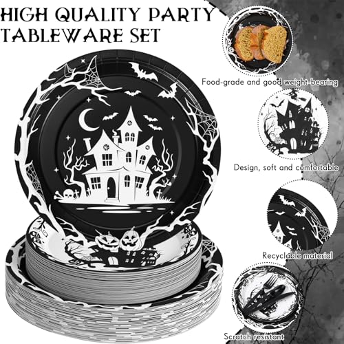 500 Pcs Halloween Party Supplies Plates Cups Napkins and Cutlery Set U909674