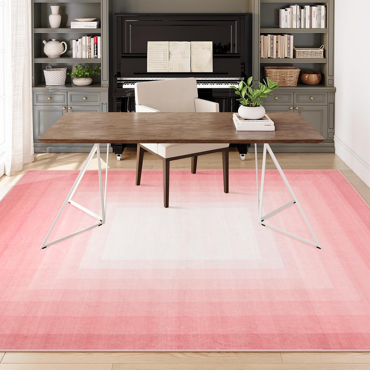 Pink Washable 8x10 Non Slip Area Rug Y57872