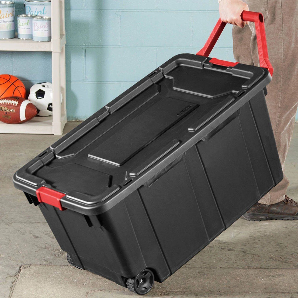 Black 8 Pack 40 Gallon Wheeled Storage Tote T75620