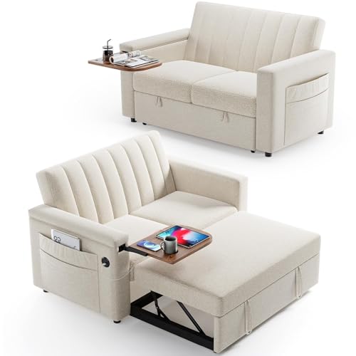 3-in-1 Convertible Sleeper Sofa with USB Charging and Side Pockets E931006