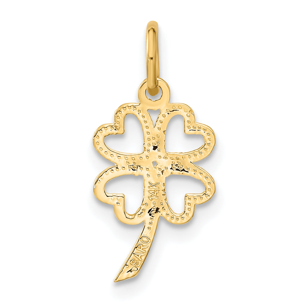 14K Yellow Gold 4 Leaf Clover Pendant Charm with Rope Chain Necklace 20'' C691790