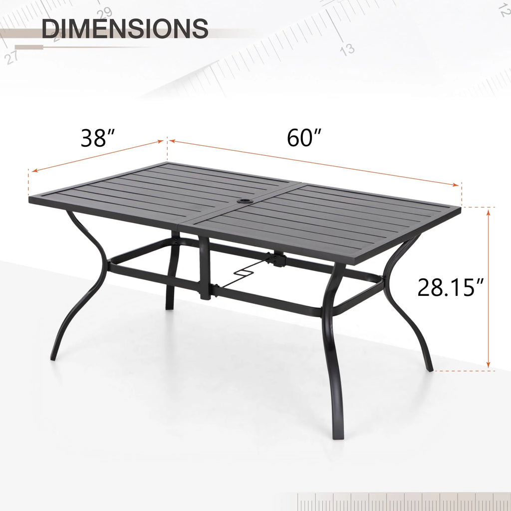 60 x 38 Black Steel Outdoor Dining Table H4804