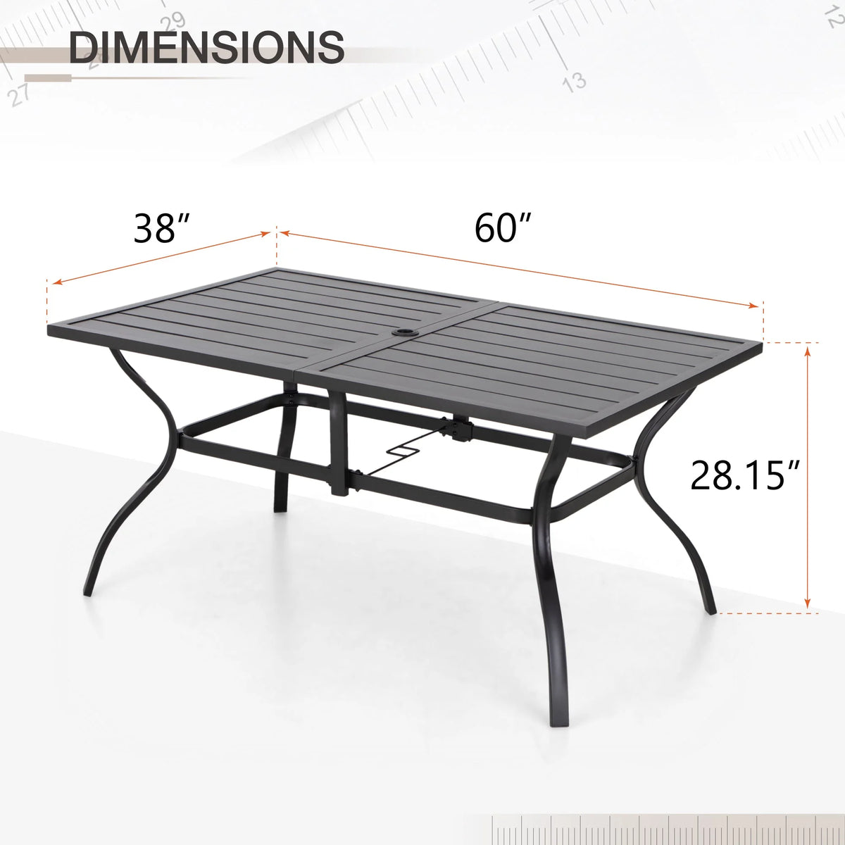 60 x 38 Black Steel Outdoor Dining Table H4804