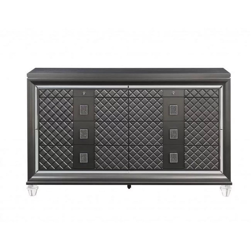 Metallic Gray 8 Drawer Wood Dresser A20371