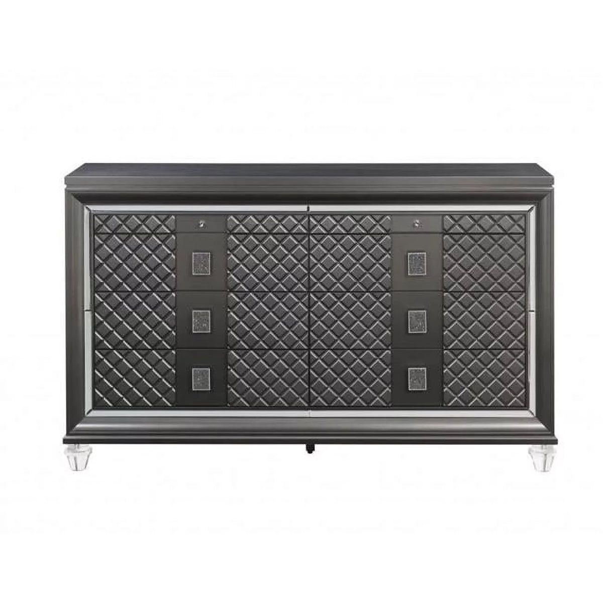Metallic Gray 8 Drawer Wood Dresser A20371