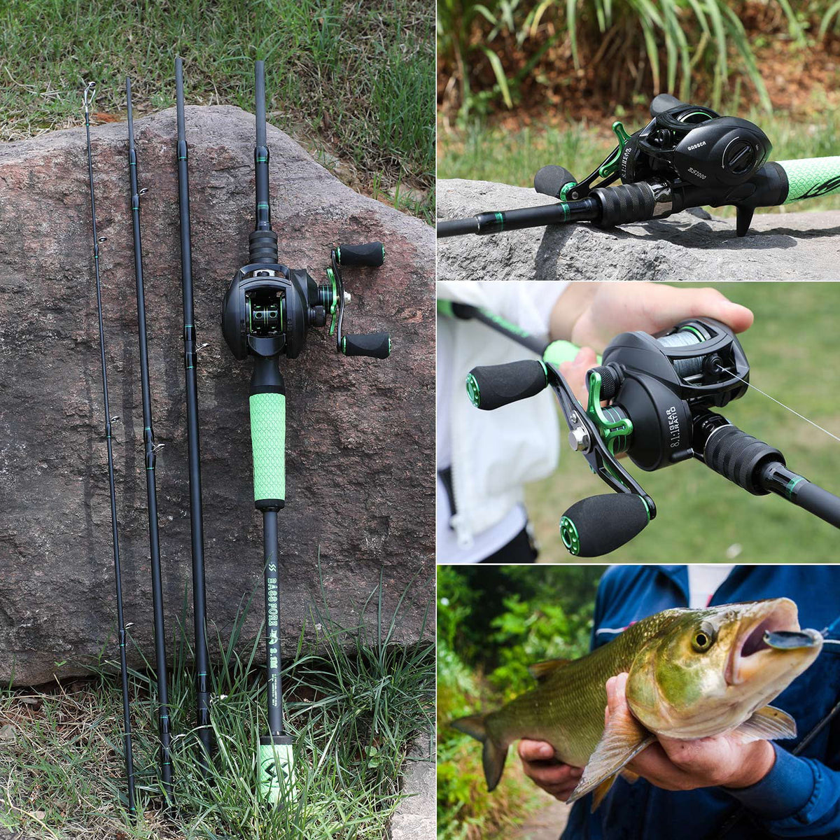4 Pc High Carbon Fishing Rod Reel Combo F968441