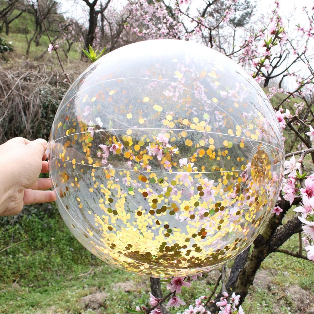 Luxury Gold Sequin + Rose Gold Sequin 2pcs Inflatable PVC Beach Balls with Pumps Z736004