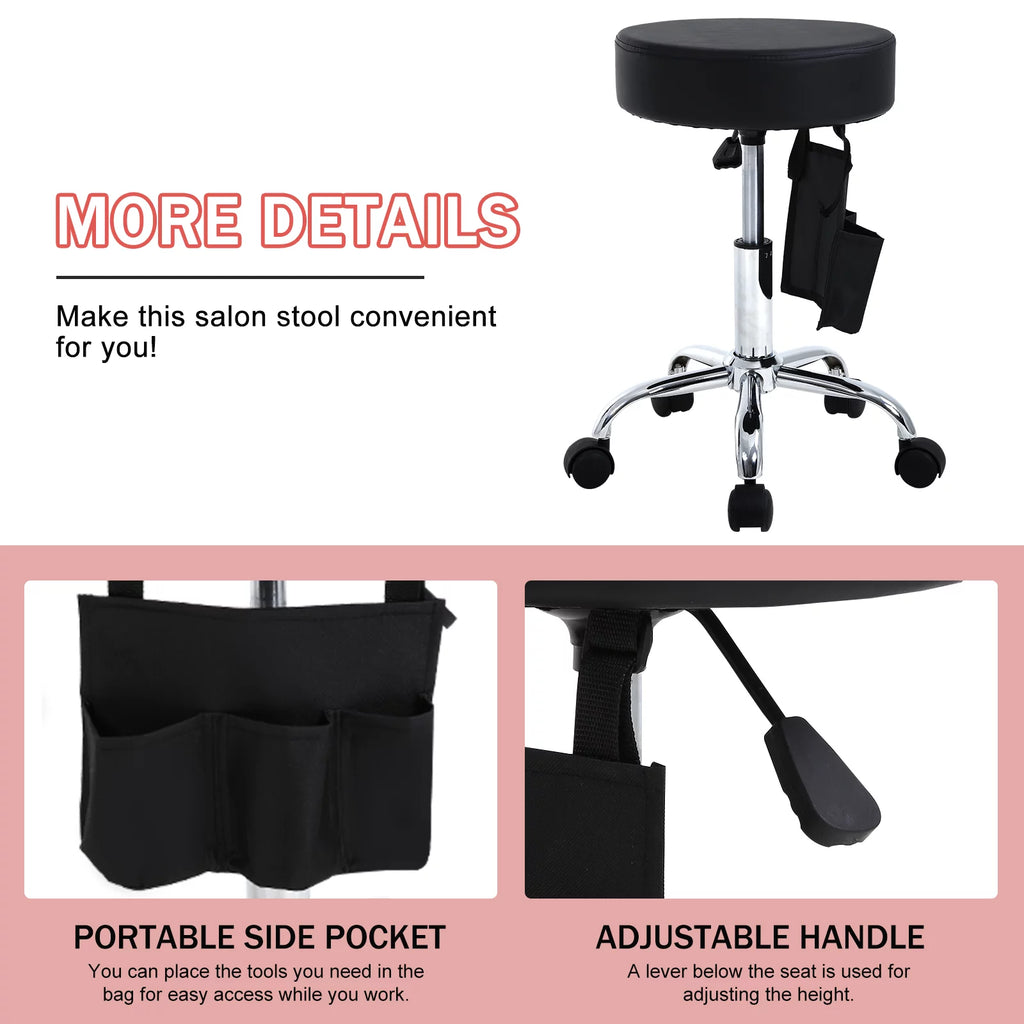 Black Adjustable Swivel Salon Stool Chair E6315