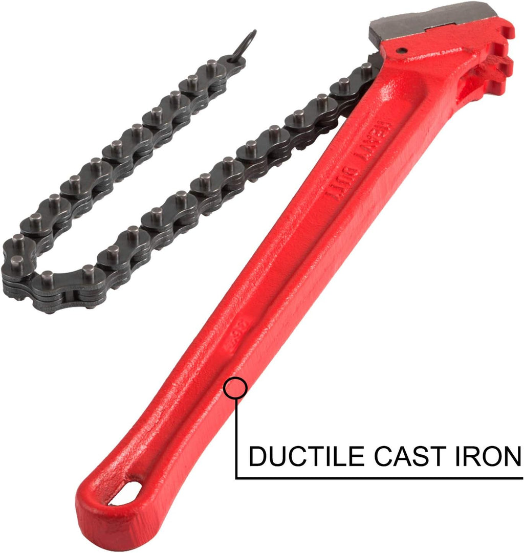 Chain Wrench Pipe 36inch, Heavy Duty Oil Filter Chain Wrench Capacity 4-1/2 to 7-1/2inch, Chain Length 760 mm X532
