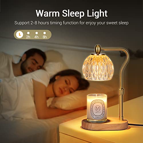 Gold Height Adjustable Candle Warmer Lamp with Timer & Dimmer E2518