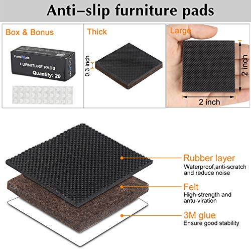 20 Pieces 2" Self Adhesive Furniture Pads with 30 Bumper Pads B6308