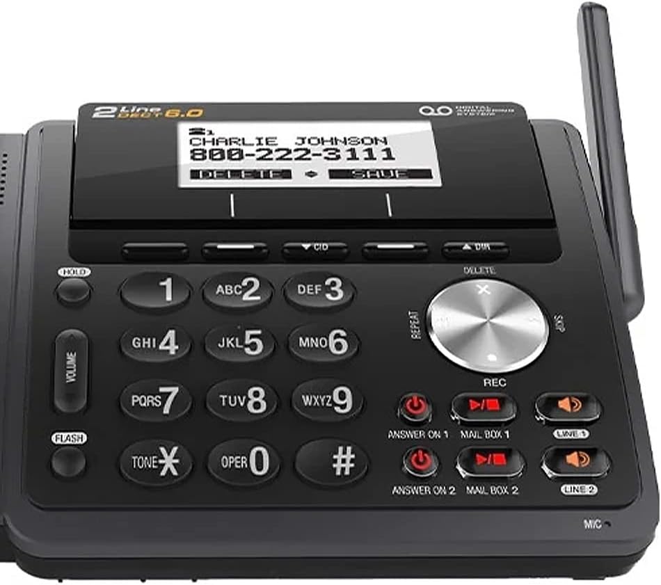 2-Line Expandable Cordless Phone with Answering System and Dual Caller ID, 1 Handset, Black P1713